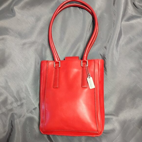 ❤️Vintage COACH #9422 Bonnies Legacy Red Leather Bucket Tote +FOB - Picture 1 of 8